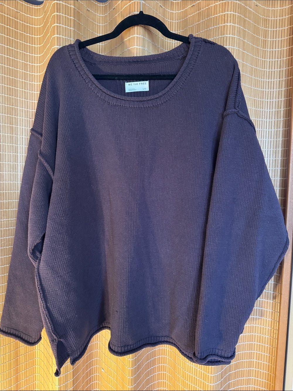Free People We The Free Roll Neck Crewneck Sweater in Chocolate Plum